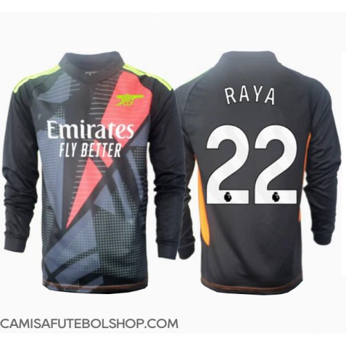Camisa de time de futebol Arsenal David Raya #22 Goleiro Replicas 3º Equipamento 2024-25 Manga Comprida